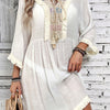 Fringe Tie Neck Three-Quarter Sleeve Cover Up - White