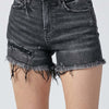 RISEN Raw Hem Denim Shorts with Pockets - Black