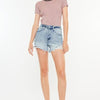 Kancan Distressed High Waist Denim Shorts with Pockets - Medium