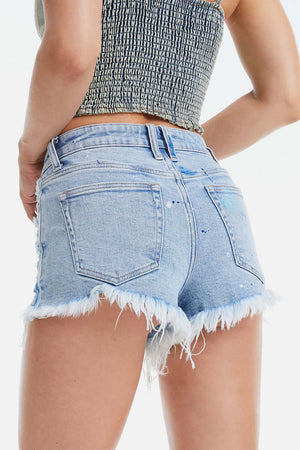 BAYEAS Mid Rise Distressed Denim Shorts at Bella Road