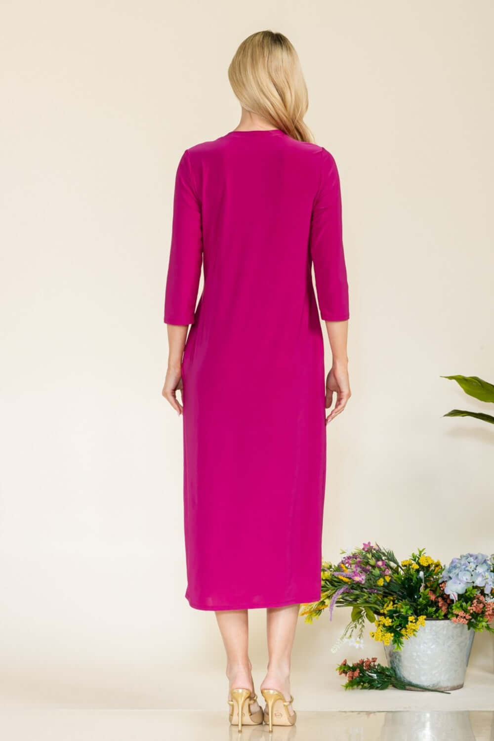 CELESTE Full Size Round Neck Midi Dress at Bella Road