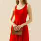 DOUBLJU Full Size Round Neck Ruched Sleeveless Dress with Pockets at Bella Road