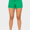 High Waist Distressed Denim Shorts - Green