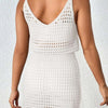 Openwork V-Neck Sleeveless Cover Up Dress - White