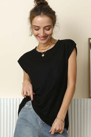 NINEXIS Round Neck Cap Sleeve T-Shirt at Bella Road