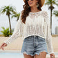 BELLA ROAD Fringe Trim Openwork Long Sleeve Cover-Up at Bella Road