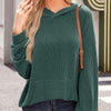 Textured Kangaroo Pocket Long Sleeve Hoodie - Dark Green