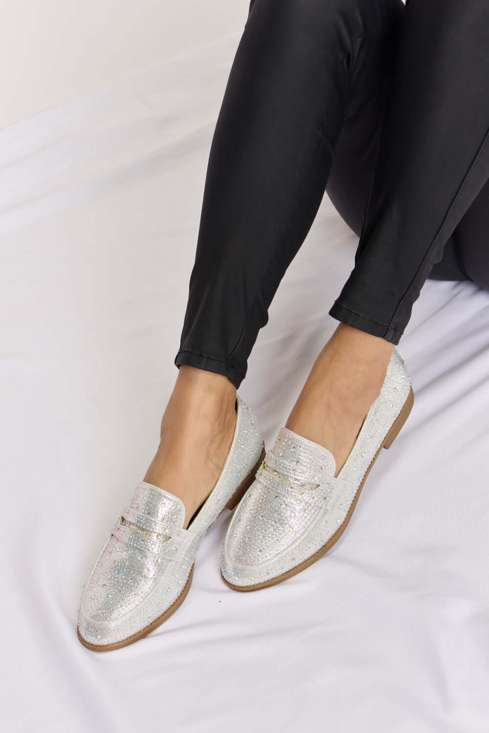 FOREVER LINK Rhinestone Point Toe Loafers at Bella Road