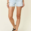 Judy Blue Contrast Stitching Denim Shorts with Pockets | Full Size - Light Blue