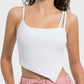 Stylish Millennia Slit Asymmetrical Neck Active Cami in white, perfect for workouts and trendy outings.