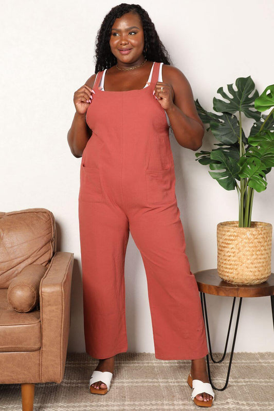 DOUBLE TAKE Wide Leg Overalls with Front Pockets at Bella Road