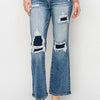 RISEN High Rise Distressed Ankle Flare Jeans | Petite - Dark