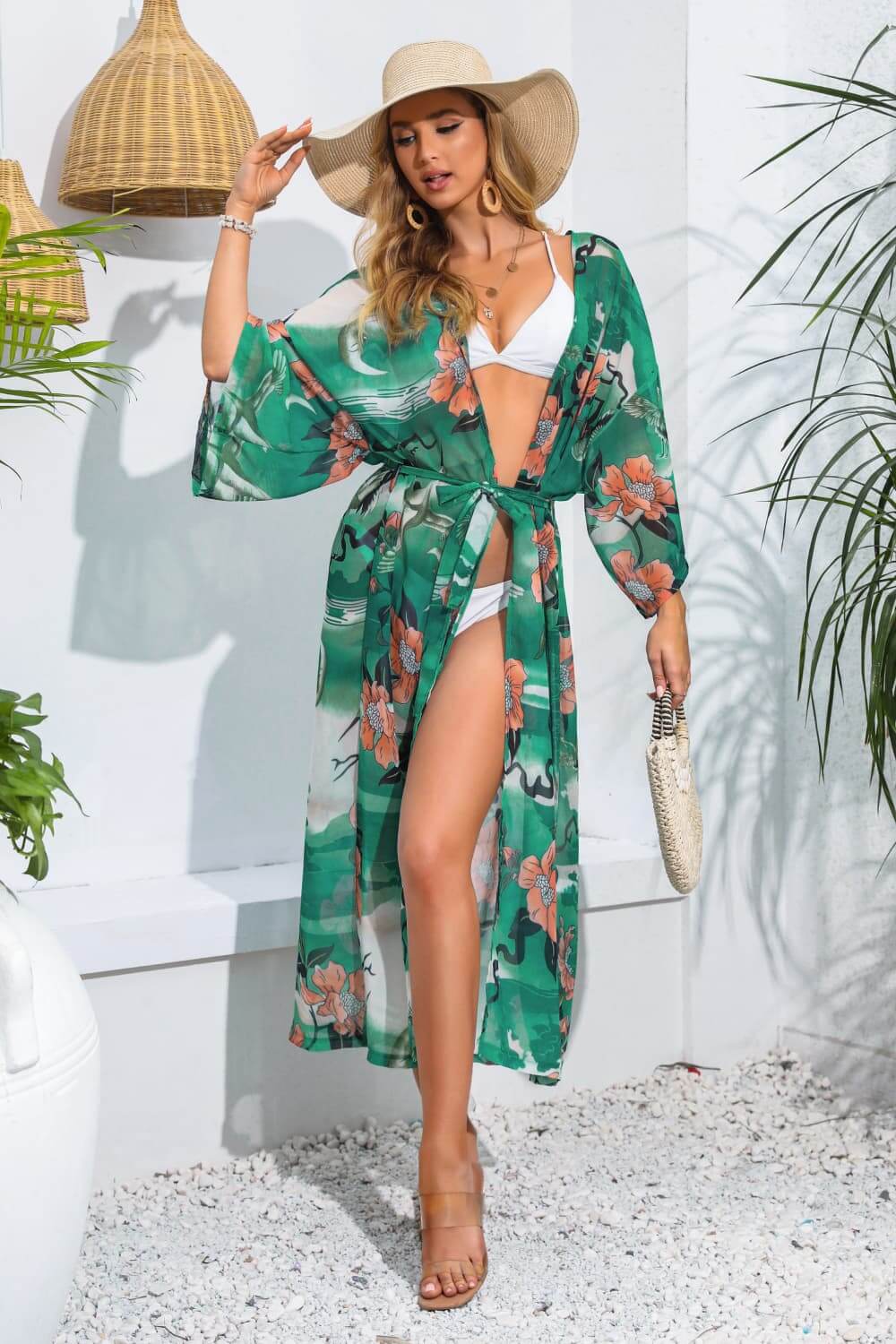 BELLA ROAD Floral Tie Waist Duster Cover Up at Bella Road