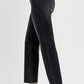 Side view of RISEN Tummy Control Mid Rise Crop Straight Jeans, showcasing modern cropped length and straight leg style.