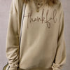 Bella Road Thankful Round Neck Long Sleeve Sweatshirt - Khaki