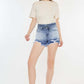 KANCAN High Rise Frayed Hem Denim Shorts at Bella Road