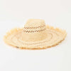 Openwork Raw Hem Weave Hat - Ivory