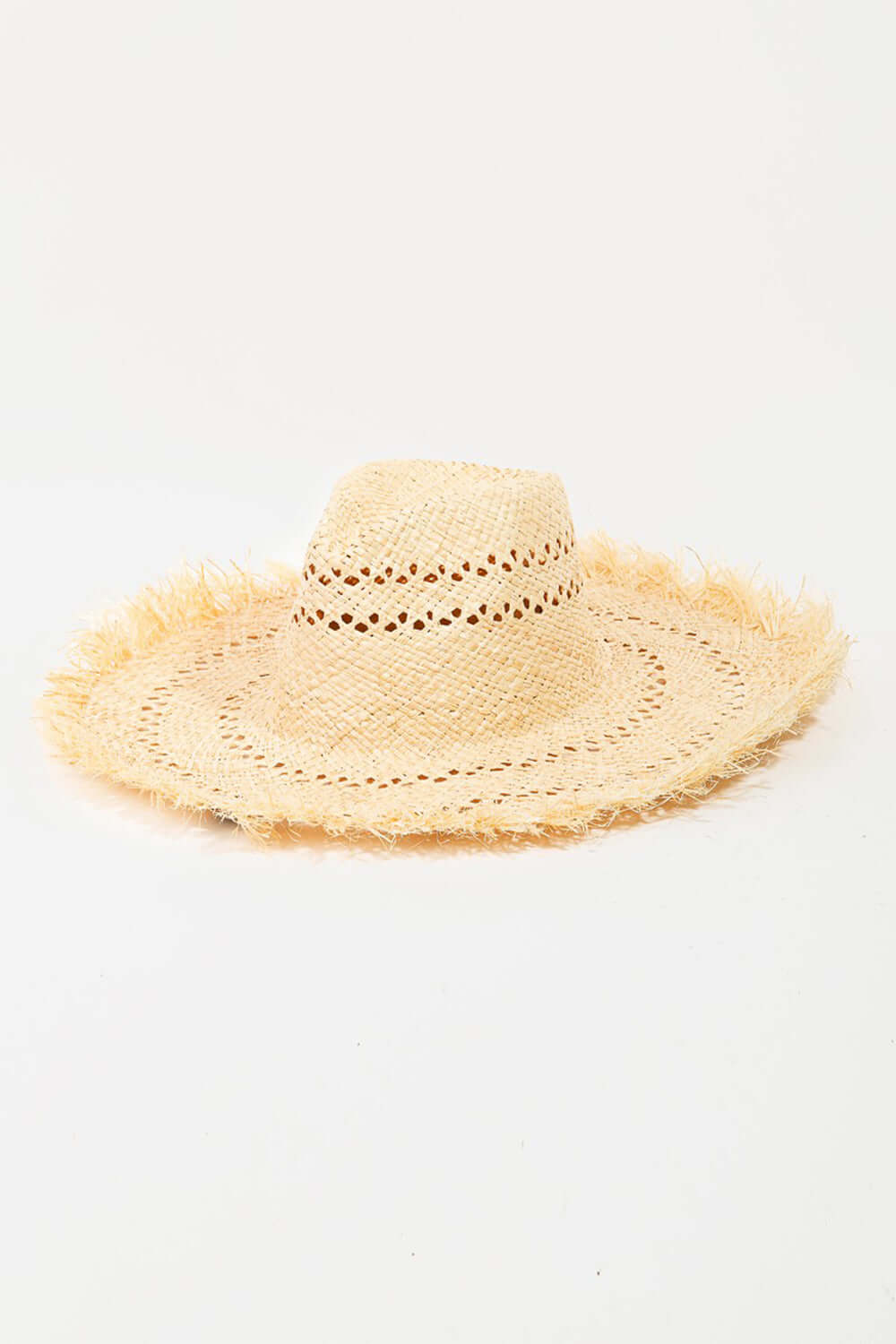 FAME Openwork Raw Hem Weave Hat at Bella Road