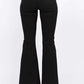 Black American Bazi Side Slit Flare Jeans with high-waisted design, rear view showcasing modern style and flattering fit.