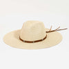 Rope Strap Wide Brim Weave Hat - Ivory