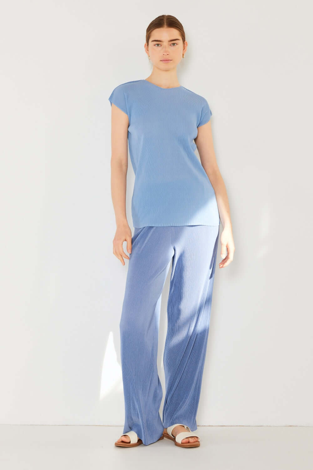 MARINA WEST SWIM Rib Pleated Elastic-Waist Wide Leg Pants at Bella Road