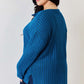 Ribbed Half Button Long Sleeve High-Low T-Shirt