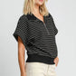 Stylish Umgee striped half zip short sleeve sweatshirt for spring and summer, perfect for sports and leisure activities.