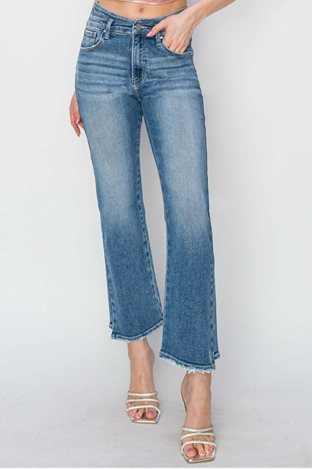 Versatile Petite High Rise Slim Straight Risen Jeans with Flattering Fit and Classic Design