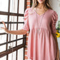 HEIMISH Full Size Waffle Knit V-Neck Babydoll Top at Bella Road