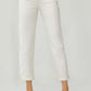 Woman wearing RISEN Full Size High Waist Rolled Hem Straight Jeans in white, paired with beige heels.