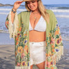 Bella Road Swim Plus Size Fringe Open Front Cover-Up - Sage