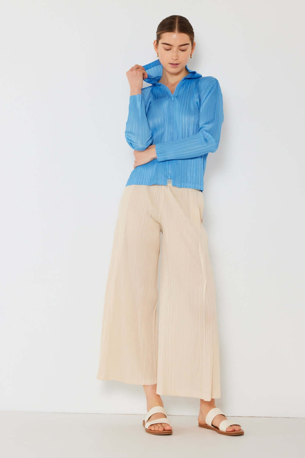 MARINA WEST SWIM Pleated Wide-Leg Pants with Side Pleat Detail at Bella Road