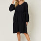 DOUBLE TAKE Full Size V-Neck Balloon Sleeve Tiered Dress at Bella Road