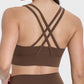 Stylish crisscross back of Millennia Active Tank in brown, perfect for workouts with comfort and flair.