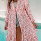 BELLA ROAD Printed Long Sleeve Tie Front Cover Up at Bella Road