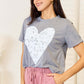 SIMPLY LOVE Heart Graphic Cuffed Short Sleeve T-Shirt at Bella Road