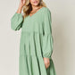 DOUBLE TAKE Full Size V-Neck Balloon Sleeve Tiered Dress at Bella Road