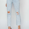 RISEN High Rise Distressed Ankle Jeans - Acid Light