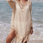 Cutout Fringe Scoop Neck Cover-Up