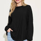 Ribbed Round Neck Long Sleeve T-Shirt