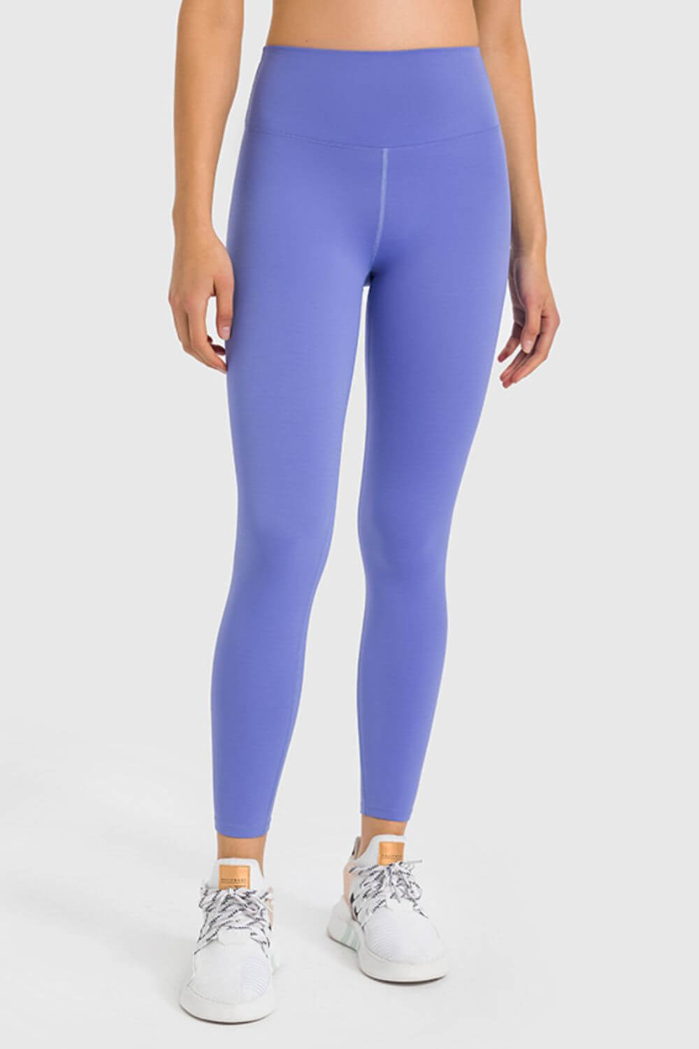 Millennia High Waist Ankle-Length Yoga Leggings in vibrant purple, ideal for yoga workouts and stylish comfort.