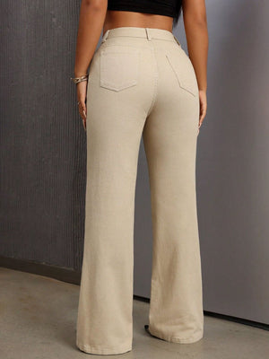 Bella Road Bootcut Jeans in tan with pockets, showcasing the flattering fit and stylish design for a chic, sassy look.