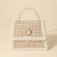 FAME Pearly Trim Woven Handbag at Bella Road