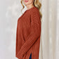 Ribbed Half Button Long Sleeve High-Low T-Shirt