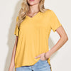 Bamboo V-Neck High-Low T-Shirt - Yellow