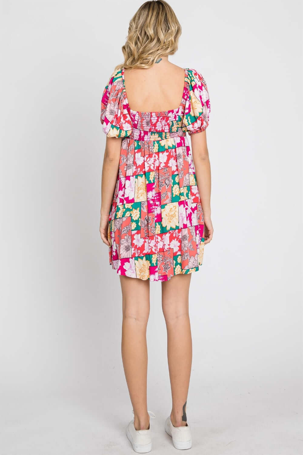 GEEGEE Floral Ruff Sleeve Mini Dress at Bella Road