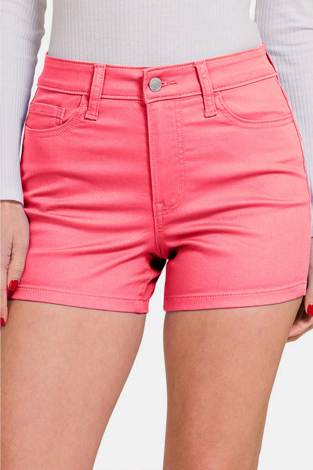 ZENANA High Waist Denim Shorts at Bella Road