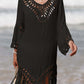 Cutout Fringe Scoop Neck Cover-Up