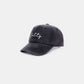 SALTY Embroidered Vintage Washed Black Baseball Cap with Retro Charm and Playful Design