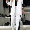 Bella Road Denim Full Size Contrast Lapel Collar Top and Pants Set - White